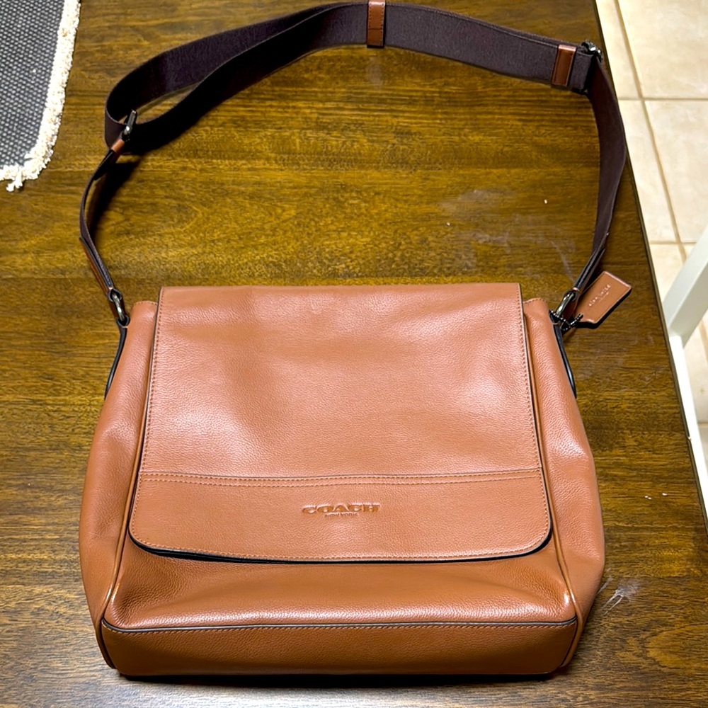 Coach Tan Leather Messenger Bag